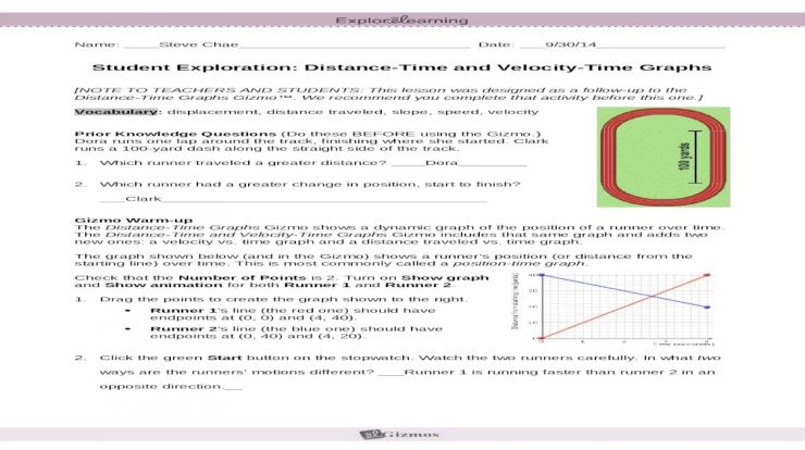 Distance time graphs gizmo answer key