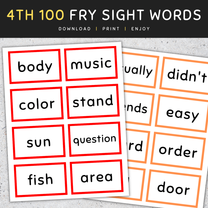 Fry's sight words flash cards